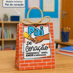 Kit de presente com tema de pai, coração e palavras de amor e dedicação.