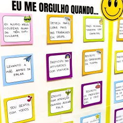 Painel interativo com mensagens de estudantes no Dia do Estudante.