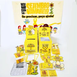 Material educativo sobre Setembro Amarelo para conscientização e prevenção ao suicídio.