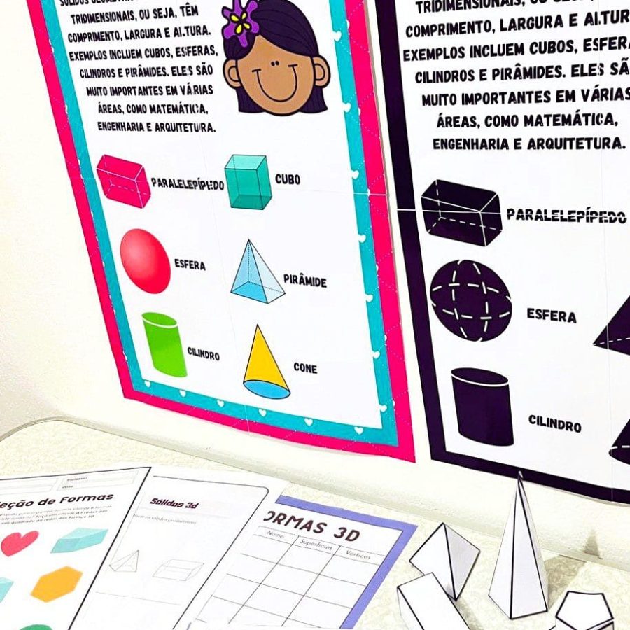 Sólidos Geométricos – Cartaz, Figuras e Atividades - Matemática - Pedagogia de Ideias Sólidos Geométricos – Cartaz, Figuras e Atividades - Matemática