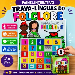 Painel interativo de trava-línguas do folclore para crianças.
