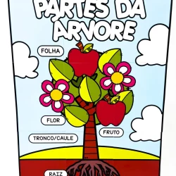 Ilustração das partes de uma árvore com nomes em português.