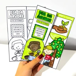 Lapbook Dia da Árvore com desenhos e atividades educativas para crianças.