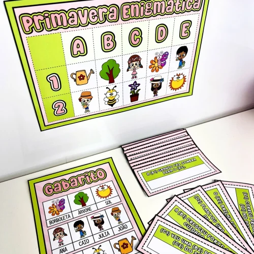Atividades educativas com tema de primavera e animais para crianças.