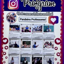 Painel do Profgram com fotos e mensagens de agradecimento aos professores.