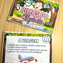 Livro de rimas do alfabeto com ilustrações coloridas para crianças.