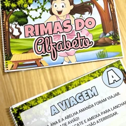 Material educativo com rimas do alfabeto para crianças.
