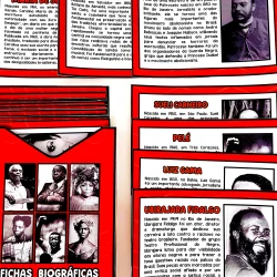 Imagem de fichas biográficas de personalidades negras brasileiras.