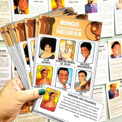 Fichas de bingo com personalidades negras brasileiras para educação.
