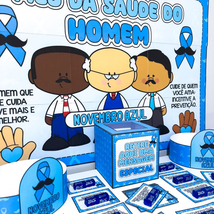 Kit Painel e Lembrancinhas Novembro Azul - Novembro Azul - Pedagogia de Ideias Kit Painel e Lembrancinhas Novembro Azul - Novembro Azul