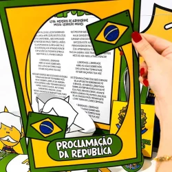 Material educativo sobre a Proclamação da República do Brasil.