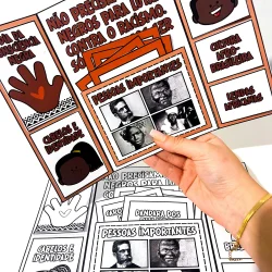 Material educativo sobre pessoas importantes na cultura afro-brasileira.