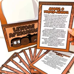 Material educativo sobre lendas africanas para crianças.