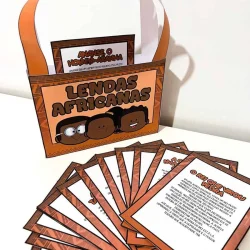 Conjunto de cartões com histórias de lendas africanas para educação.