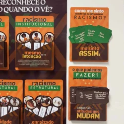 Painel interativo sobre racismo e atitudes antirracistas para educação.
