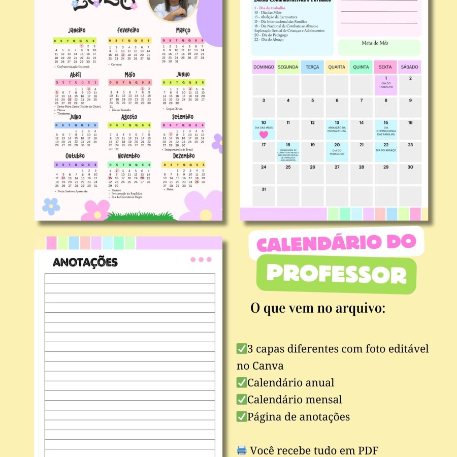 Calendário do Professor - Organização e Planejamento - Pedagogia de Ideias Calendário do Professor - Organização e Planejamento