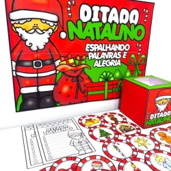 Atividades de Natal com tema de Papai Noel e presentes.