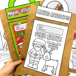 Atividades de Natal para crianças com desenhos para colorir e recortar.