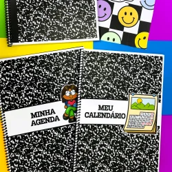 Planner do Professor 2026 com agendas, calende1rio e desenhos coloridos para professores.