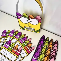 Caixinha da Adição com post-its coloridos para atividades educativas.