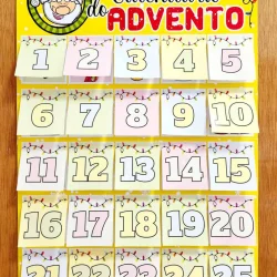 Calendário do Advento com números de 1 a 25 para atividades educativas.