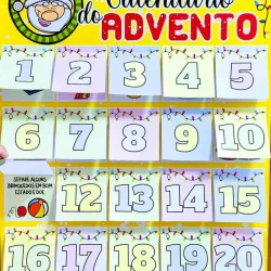 Calendário do Advento com números de 1 a 20 e decoração natalina.