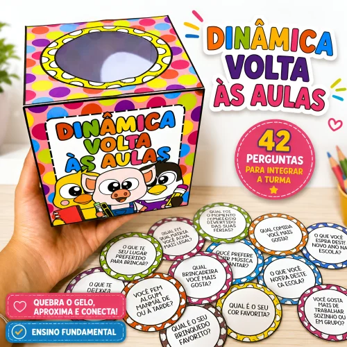 Jogo de perguntas para atividades de volta às aulas.