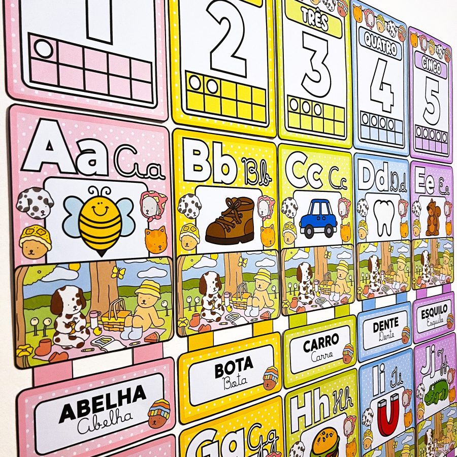 Alfabeto + Numerais de Parede Bobbie Goods - Decoração Escolar - Pedagogia de Ideias Alfabeto + Numerais de Parede Bobbie Goods - Decoração Escolar