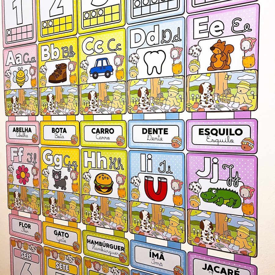 Alfabeto + Numerais de Parede Bobbie Goods - Decoração Escolar - Pedagogia de Ideias Alfabeto + Numerais de Parede Bobbie Goods - Decoração Escolar
