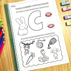 Atividades educativas para aprender o som da letra C com desenhos e figuras.