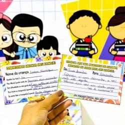 Material de reunião de pais com mensagens de carinho e incentivo para os filhos.