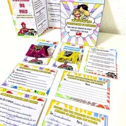 Material de reunião de pais com atividades educativas e mensagens de incentivo.