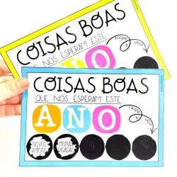Atividades educativas com palavras e círculos coloridos para crianças.