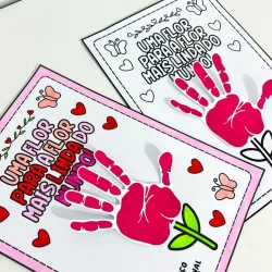 Atividade de colorir para o Dia da Mulher com mãozinha e mensagens de amor.