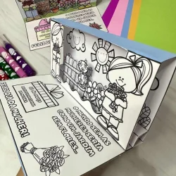 Cartão 3D para o Dia da Mulher com tema de jardim e flores.