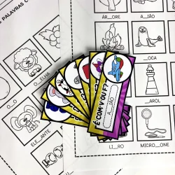 Cartas educativas para aprender palavras com a letra V ou F.