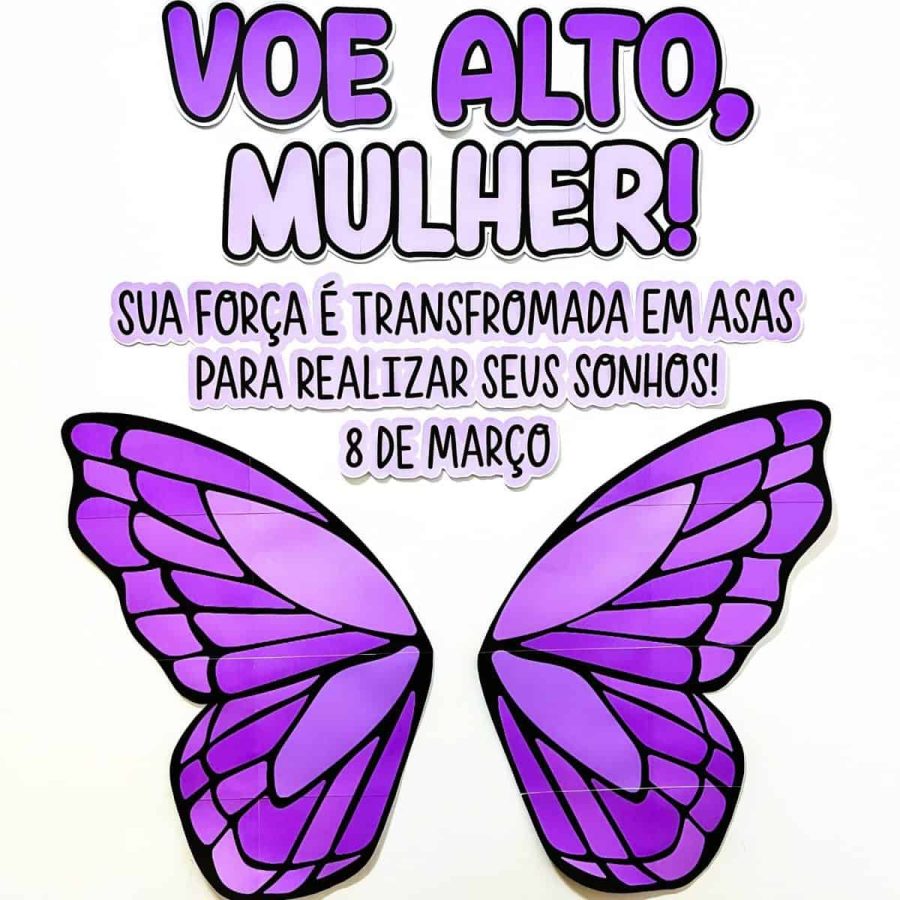 Painel de Fotos Asas de Borboleta - Dia da Mulher - Dia Internacional da Mulher