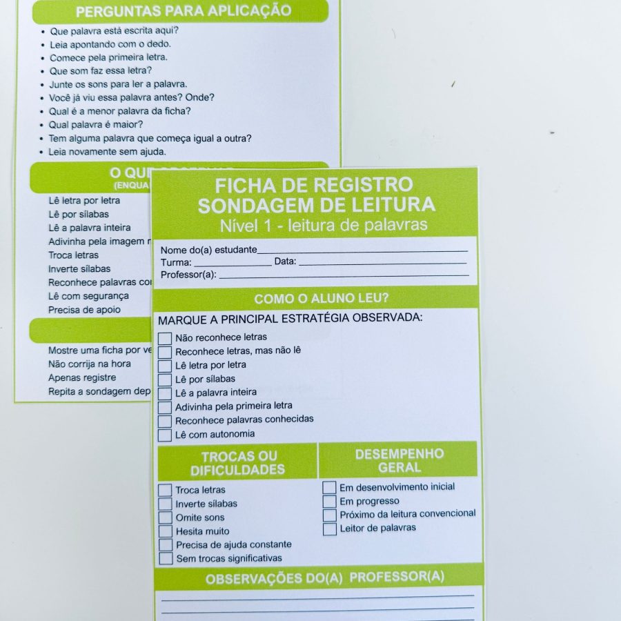 Sondagem de Língua Portuguesa - Alfabetização - Pedagogia de Ideias Sondagem de Língua Portuguesa - Alfabetização