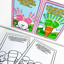 Atividade de Páscoa com desenhos de coelhinho e cenoura para crianças.