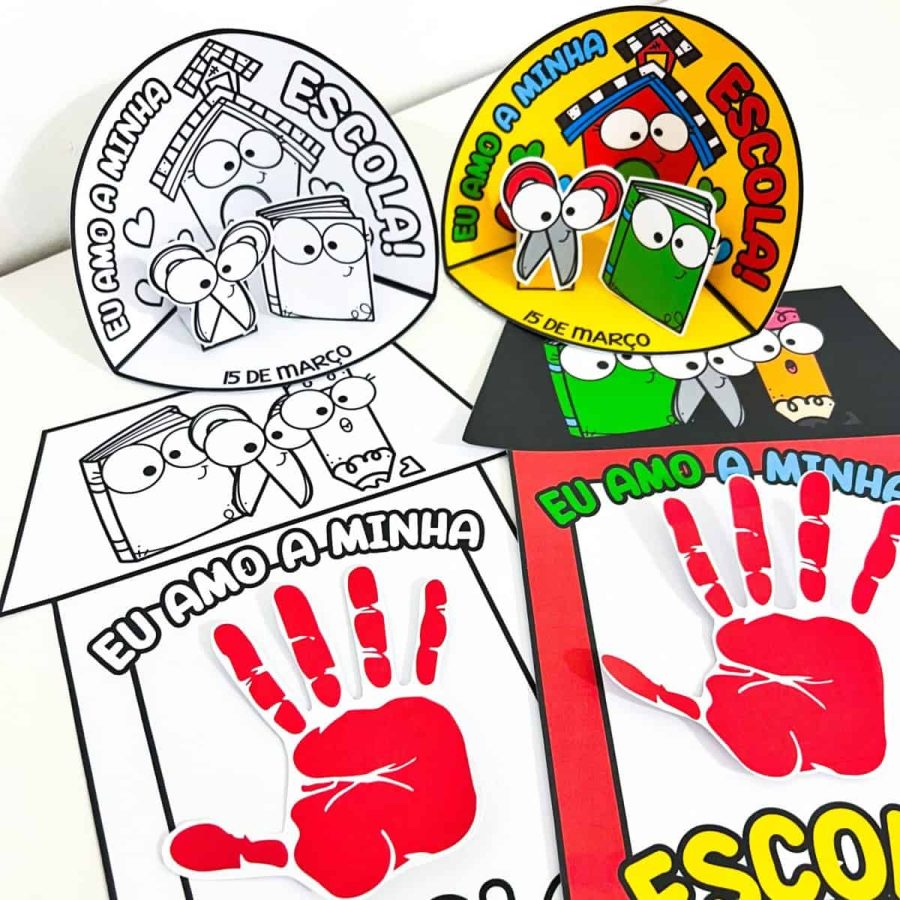 Atividades Dia da Escola Cenário + Mãozinha - Dia da Escola
