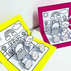 Cenário de Páscoa para colorir com coelhinhos e ovos de Páscoa.
