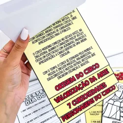Imagem de um folheto explicando a história do circo e suas curiosidades.