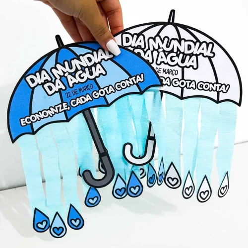 Arte de guarda-chuva com gotas de água para o Dia da Água.