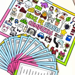 Material educativo sobre sílabas complexas para crianças.