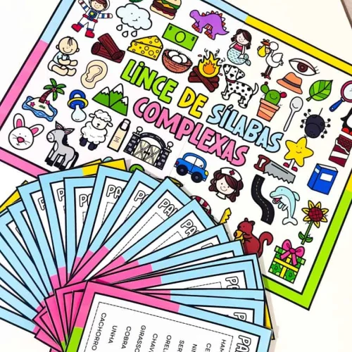 Material educativo sobre sílabas complexas para crianças.