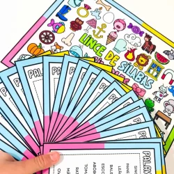 Material educativo com palavras de sílabas simples para crianças.