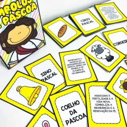 Cartões com símbolos pascais para atividades educativas infantis.