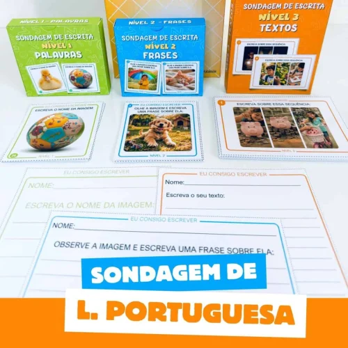Materiais de atividades de Língua Portuguesa para diferentes níveis escolares.