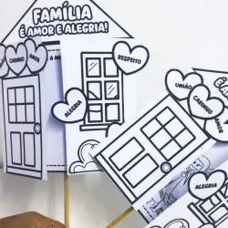 Atividade educativa sobre valores familiares para crianças.