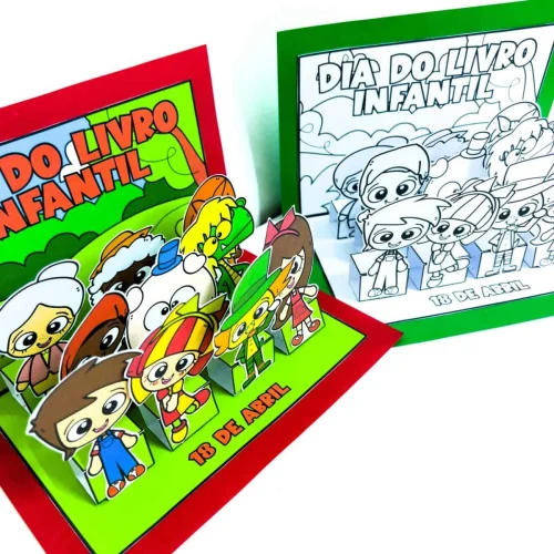 Cenário com personagens do Sítio do Picapau Amarelo para o Dia do Livro Infantil.